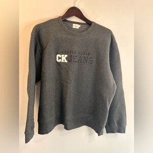 Calvin Klein Jeans Size Large Dark Gray- White Logo Long Sleeve Womens Swetshirt
